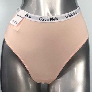 Calvin Klein Nwt Peach Cotton Blend High Waist Waisted Thong Panty QD3953-830